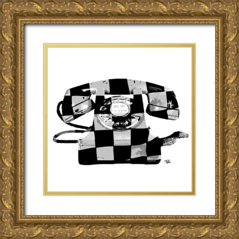 Chess Phone Gold Ornate Wood Framed Art Print with Double Matting by Paslier, Morgan