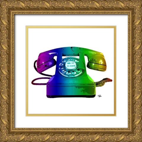 Rainbow Phone Gold Ornate Wood Framed Art Print with Double Matting by Paslier, Morgan