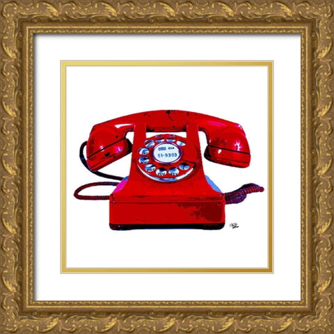 Red Phone Gold Ornate Wood Framed Art Print with Double Matting by Paslier, Morgan