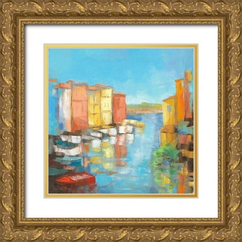 Martigues Gold Ornate Wood Framed Art Print with Double Matting by Pivier-Attolini, Regine