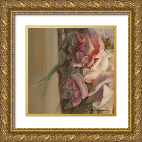 Les roses de mon jardin I Gold Ornate Wood Framed Art Print with Double Matting by Amrhein, Elvira
