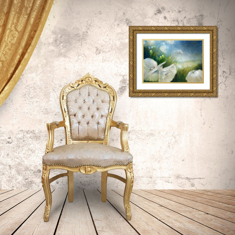 Weisser Mohn Gold Ornate Wood Framed Art Print with Double Matting by Schmucker, Annette