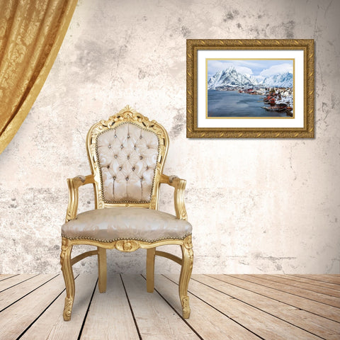 Reine Lofoten im Winter Gold Ornate Wood Framed Art Print with Double Matting by Fischer, Rolf