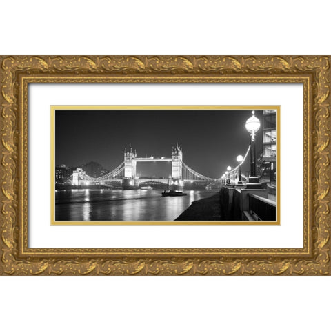 Tower Bridge at Night Gold Ornate Wood Framed Art Print with Double Matting by Butcher, Dave