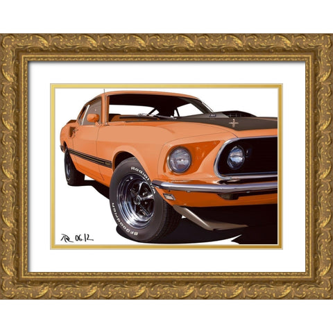 MACH I Orange Gold Ornate Wood Framed Art Print with Double Matting by Strapelias - PR, Pierre