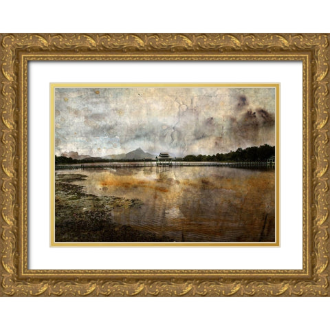 Un pont en reve Gold Ornate Wood Framed Art Print with Double Matting by Le Visage, J-M