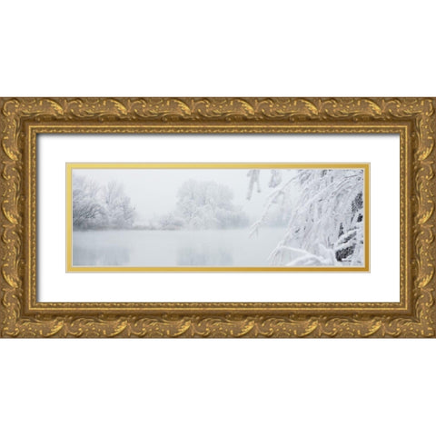 Winterlandschaft I Gold Ornate Wood Framed Art Print with Double Matting by Hillert, Peter
