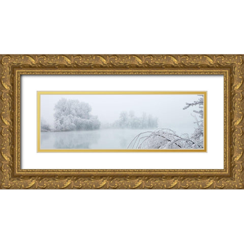 Winterlandschaft II Gold Ornate Wood Framed Art Print with Double Matting by Hillert, Peter
