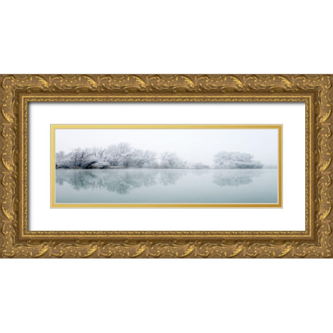 Winterlandschaft III Gold Ornate Wood Framed Art Print with Double Matting by Hillert, Peter