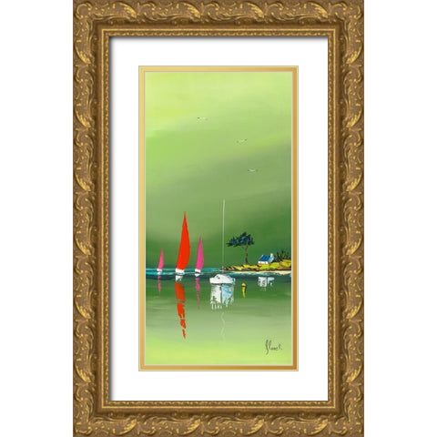 L abri cotier Gold Ornate Wood Framed Art Print with Double Matting by Flanet, Frederic