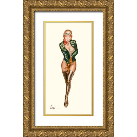 Au depart Gold Ornate Wood Framed Art Print with Double Matting by Hitte, Patrick