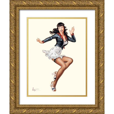 Betty danse Gold Ornate Wood Framed Art Print with Double Matting by Hitte, Patrick