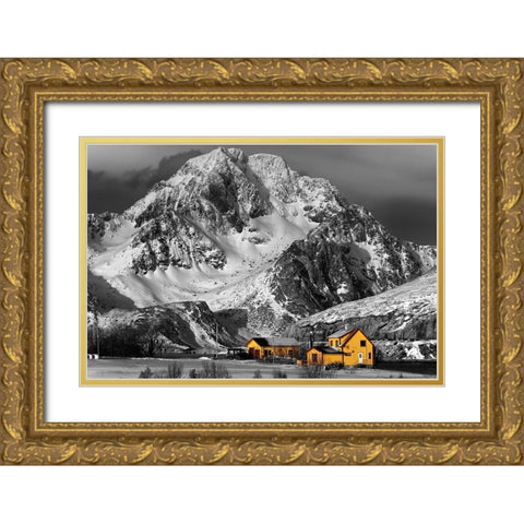 Lofoten Gelben Hauser Gold Ornate Wood Framed Art Print with Double Matting by Fischer, Rolf