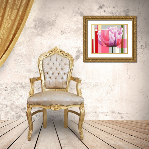 Pavot I Gold Ornate Wood Framed Art Print with Double Matting by Bernard, Anne
