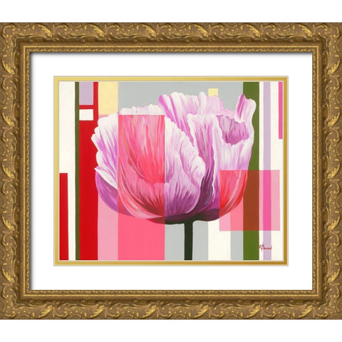 Pavot I Gold Ornate Wood Framed Art Print with Double Matting by Bernard, Anne