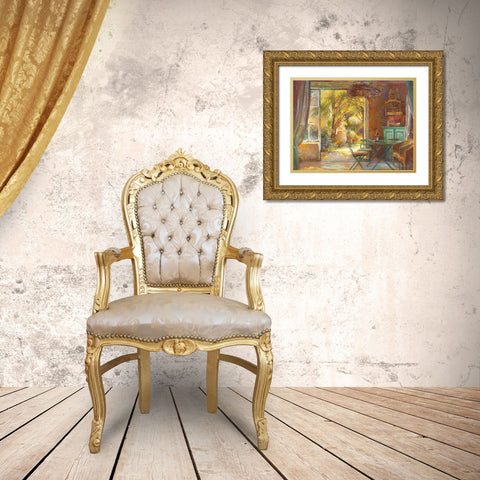 Le jardin de Bernadette Gold Ornate Wood Framed Art Print with Double Matting by Messely, Johan