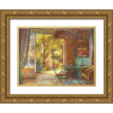 Le jardin de Bernadette Gold Ornate Wood Framed Art Print with Double Matting by Messely, Johan