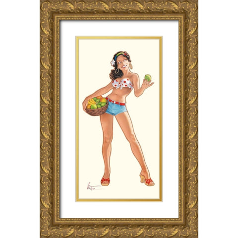 Juanita I Gold Ornate Wood Framed Art Print with Double Matting by Hitte, Patrick