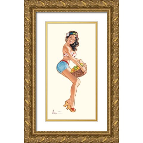 Juanita II Gold Ornate Wood Framed Art Print with Double Matting by Hitte, Patrick