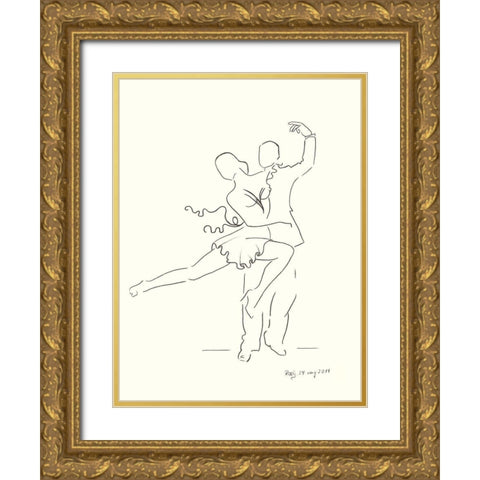 Lets Dance Gold Ornate Wood Framed Art Print with Double Matting by Schneider, Rosy
