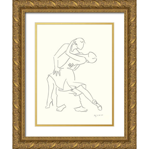 Kriminal Tango Gold Ornate Wood Framed Art Print with Double Matting by Schneider, Rosy