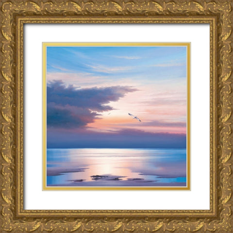 Sunset Flight Gold Ornate Wood Framed Art Print with Double Matting by Sim, John F