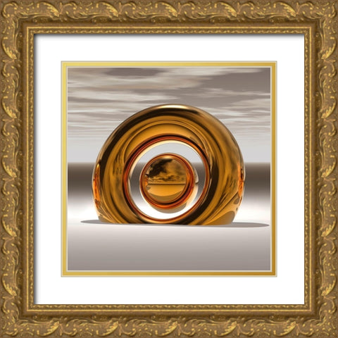Golden Circle I Gold Ornate Wood Framed Art Print with Double Matting by Hillert, Peter