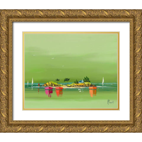 Petite brise Gold Ornate Wood Framed Art Print with Double Matting by Flanet, Frederic