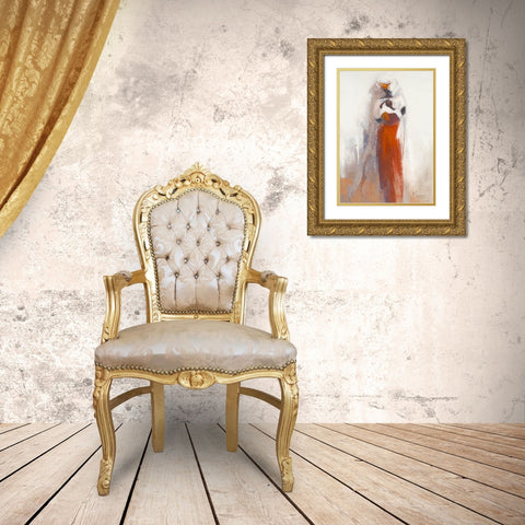 Silhouettes Africaines V Gold Ornate Wood Framed Art Print with Double Matting by Parise, Chantal