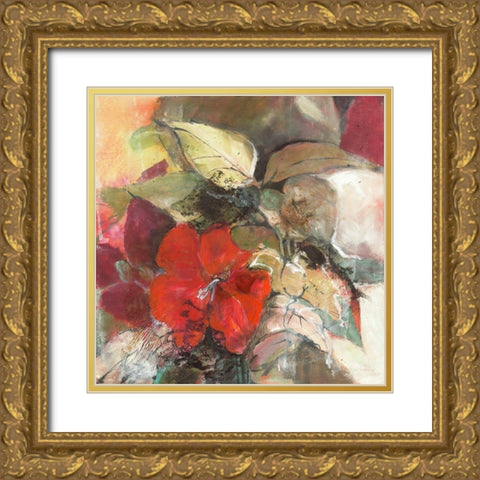 Hibiskus Gold Ornate Wood Framed Art Print with Double Matting by Dreyer, Ingeborg