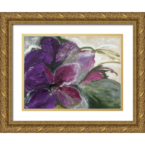 Clematis Gold Ornate Wood Framed Art Print with Double Matting by Dreyer, Ingeborg