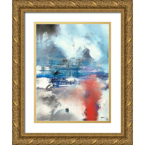 Lake Side Gold Ornate Wood Framed Art Print with Double Matting by ARVEE
