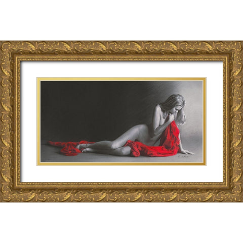 Sensuality Gold Ornate Wood Framed Art Print with Double Matting by Seifert, Brita