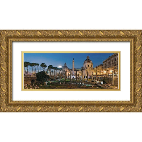 Trajansforum Kaiserforen Rom Gold Ornate Wood Framed Art Print with Double Matting by Fischer, Rolf