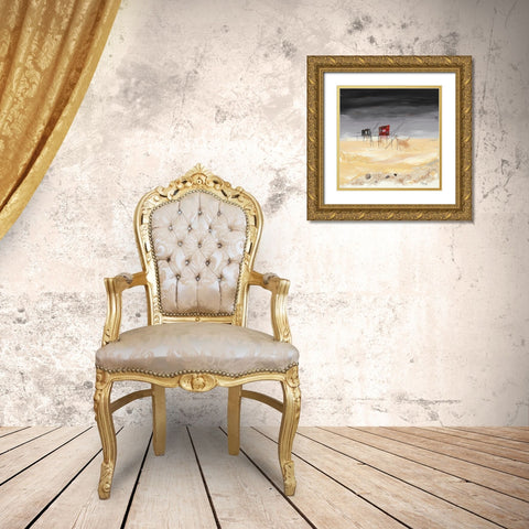 Peche dans l estuaire Gold Ornate Wood Framed Art Print with Double Matting by Marso