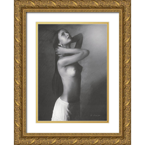 Silenzio I Gold Ornate Wood Framed Art Print with Double Matting by Seifert, Brita