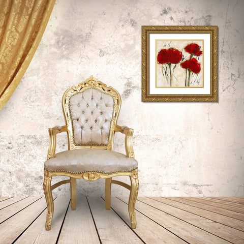 Pavot abstrait I Gold Ornate Wood Framed Art Print with Double Matting by Zacher-Finet, Isabelle