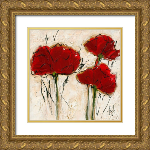Pavot abstrait I Gold Ornate Wood Framed Art Print with Double Matting by Zacher-Finet, Isabelle