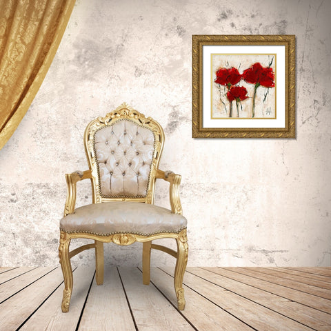 Pavot abstrait II Gold Ornate Wood Framed Art Print with Double Matting by Zacher-Finet, Isabelle