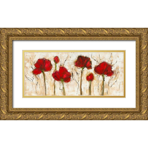 Pavot abstrait III Gold Ornate Wood Framed Art Print with Double Matting by Zacher-Finet, Isabelle
