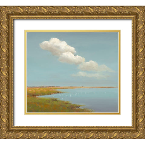 Birds and Clouds Gold Ornate Wood Framed Art Print with Double Matting by Groenhart, Jan