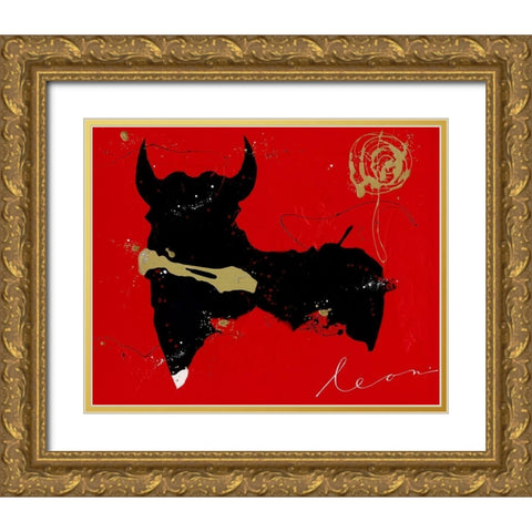 Tauro Nero Gold Ornate Wood Framed Art Print with Double Matting by Bosboom, Leon