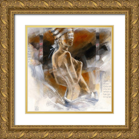 Girl with Striped Hat Gold Ornate Wood Framed Art Print with Double Matting by Meijering, Kitty