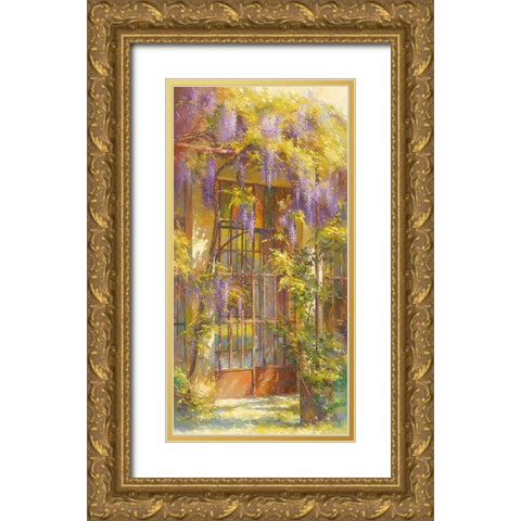La glycine Gold Ornate Wood Framed Art Print with Double Matting by Messely, Johan