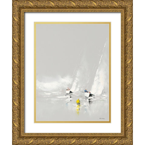 Bleu et blanc Gold Ornate Wood Framed Art Print with Double Matting by de Courcy, Gerard