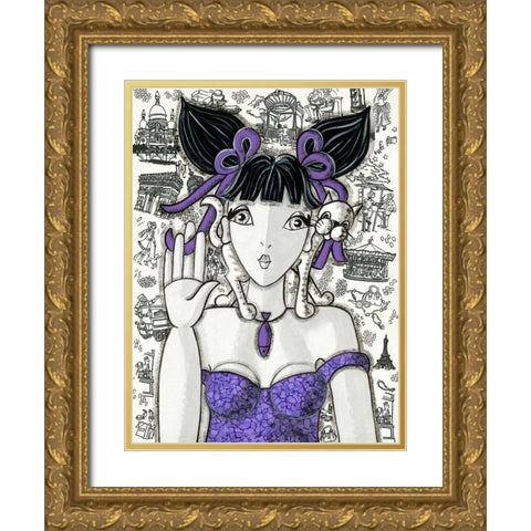 Prune a Paris Gold Ornate Wood Framed Art Print with Double Matting by MIROTA