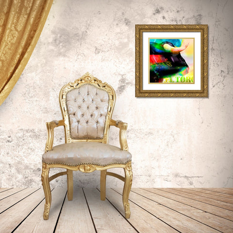 Cabeza de Toro Gold Ornate Wood Framed Art Print with Double Matting by Bosboom, Leon