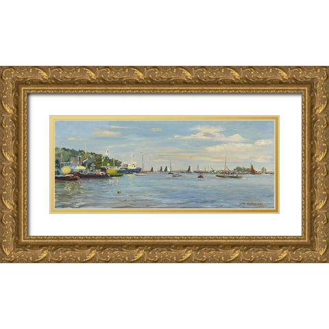SkÃ»tsjesilen Traditional Sailing Gold Ornate Wood Framed Art Print with Double Matting by Koopmans, Gosse