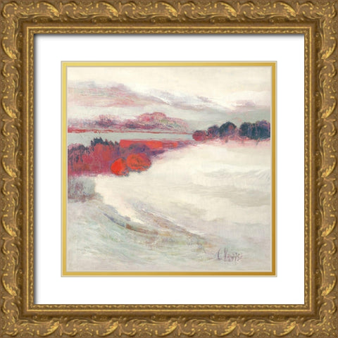 Premieres neiges Gold Ornate Wood Framed Art Print with Double Matting by Parise, Chantal