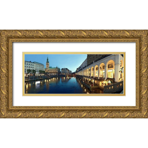Hamburg - Jungfernstieg Gold Ornate Wood Framed Art Print with Double Matting by Fischer, Rolf